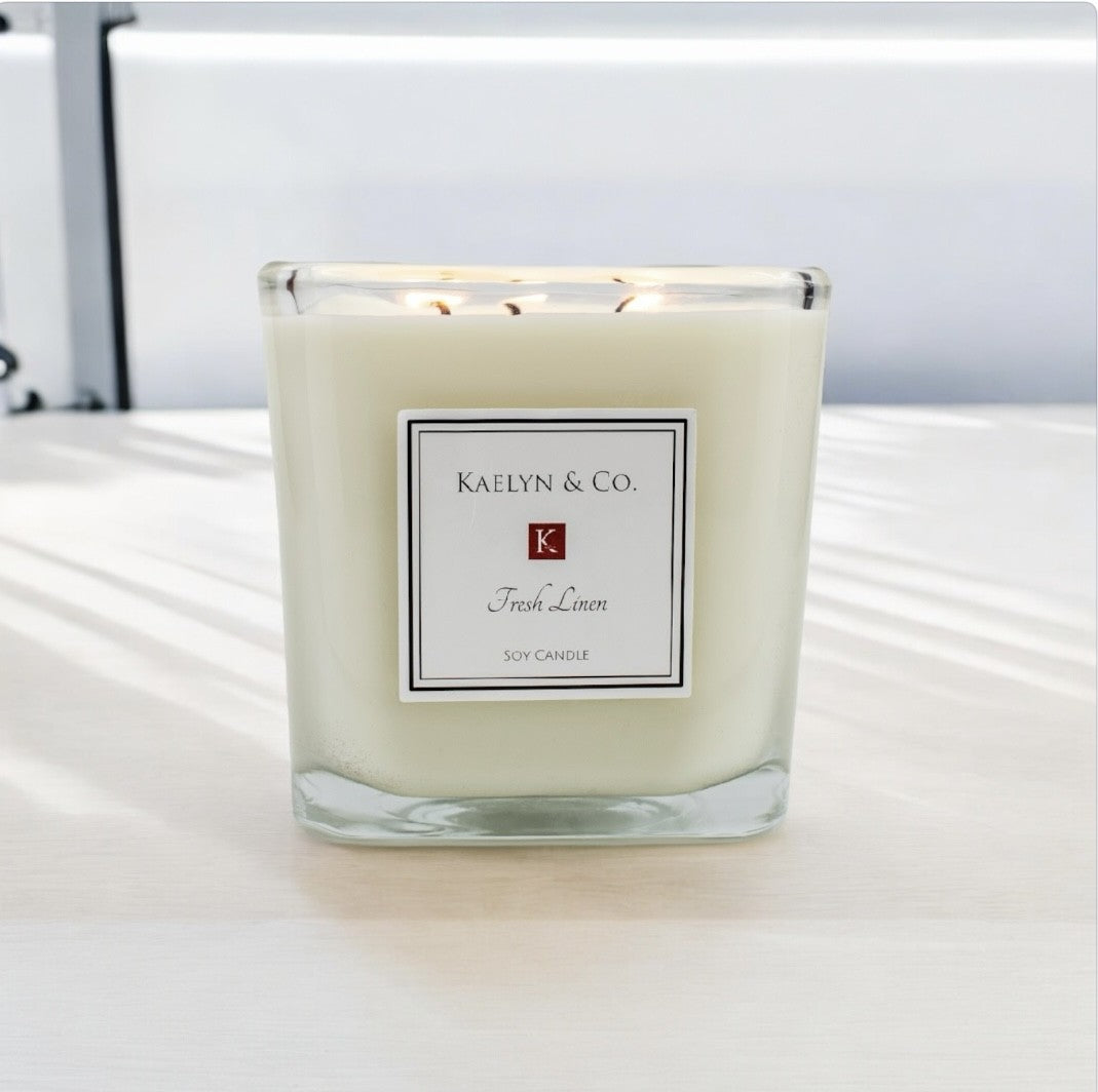 Fresh Linen Large Cube Candle