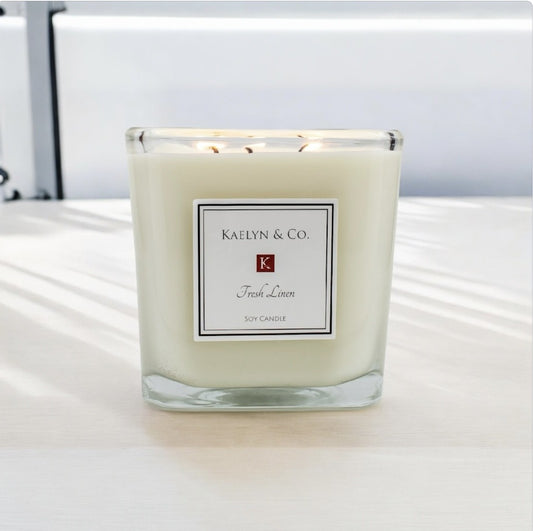 Fresh Linen Large Cube Candle