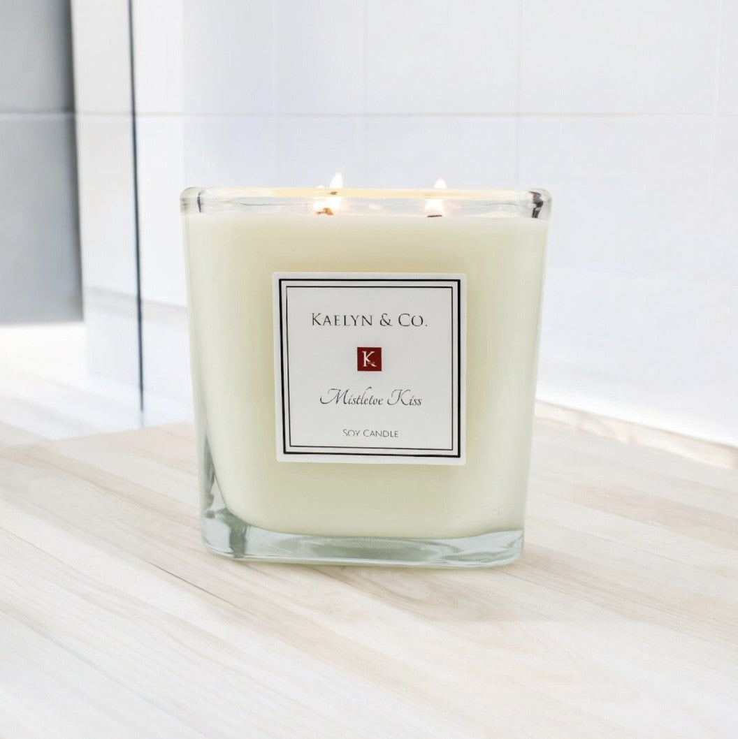 Mistletoe Kiss Large Cube Candle