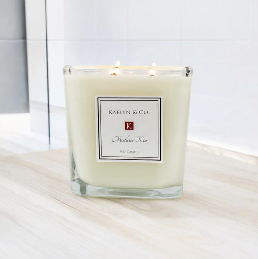 Mistletoe Kiss Large Cube Candle