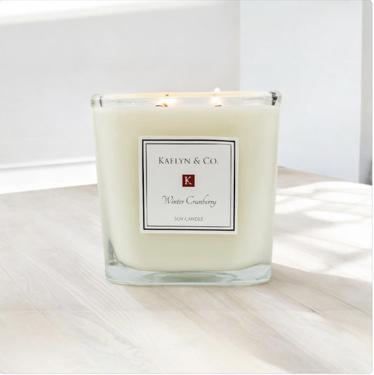 Winter Cranberry Large Cube Candle