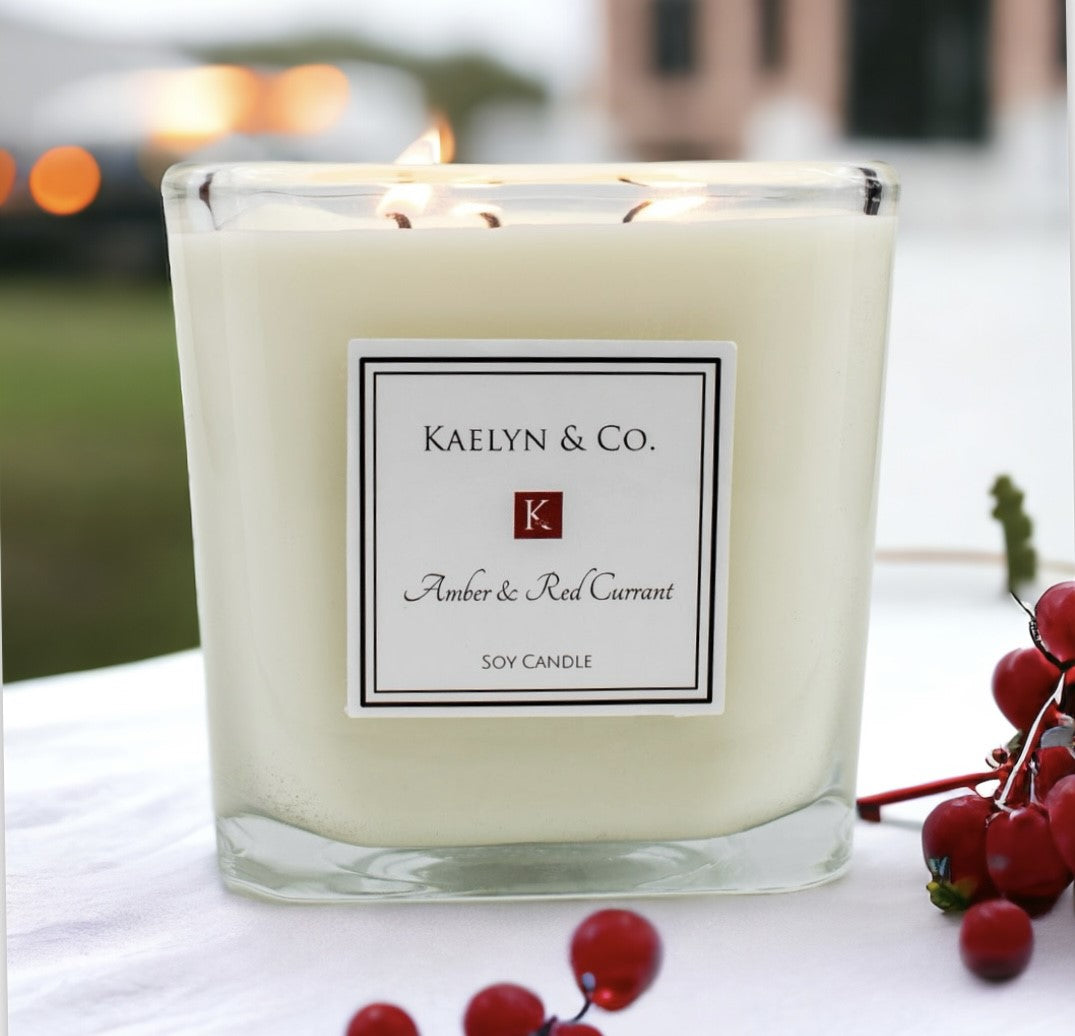 Amber & Red Currant Large Cube Candle
