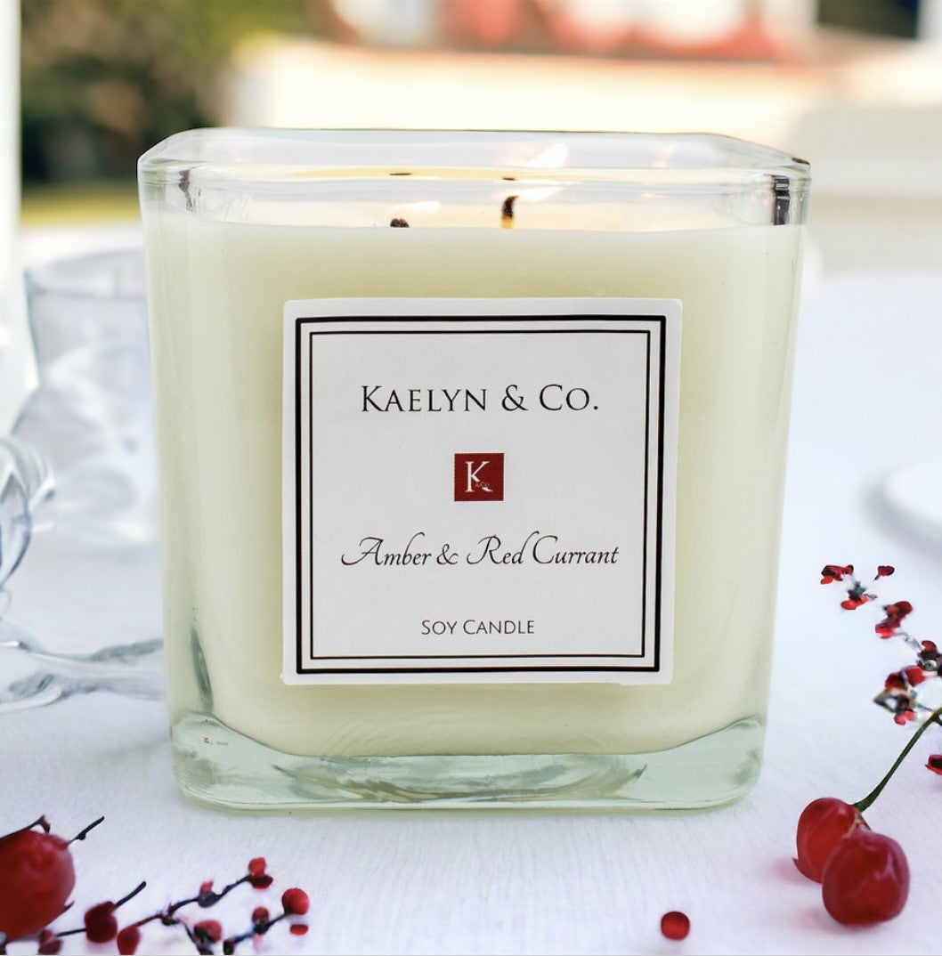 Amber & Red Currant Medium Cube Candle