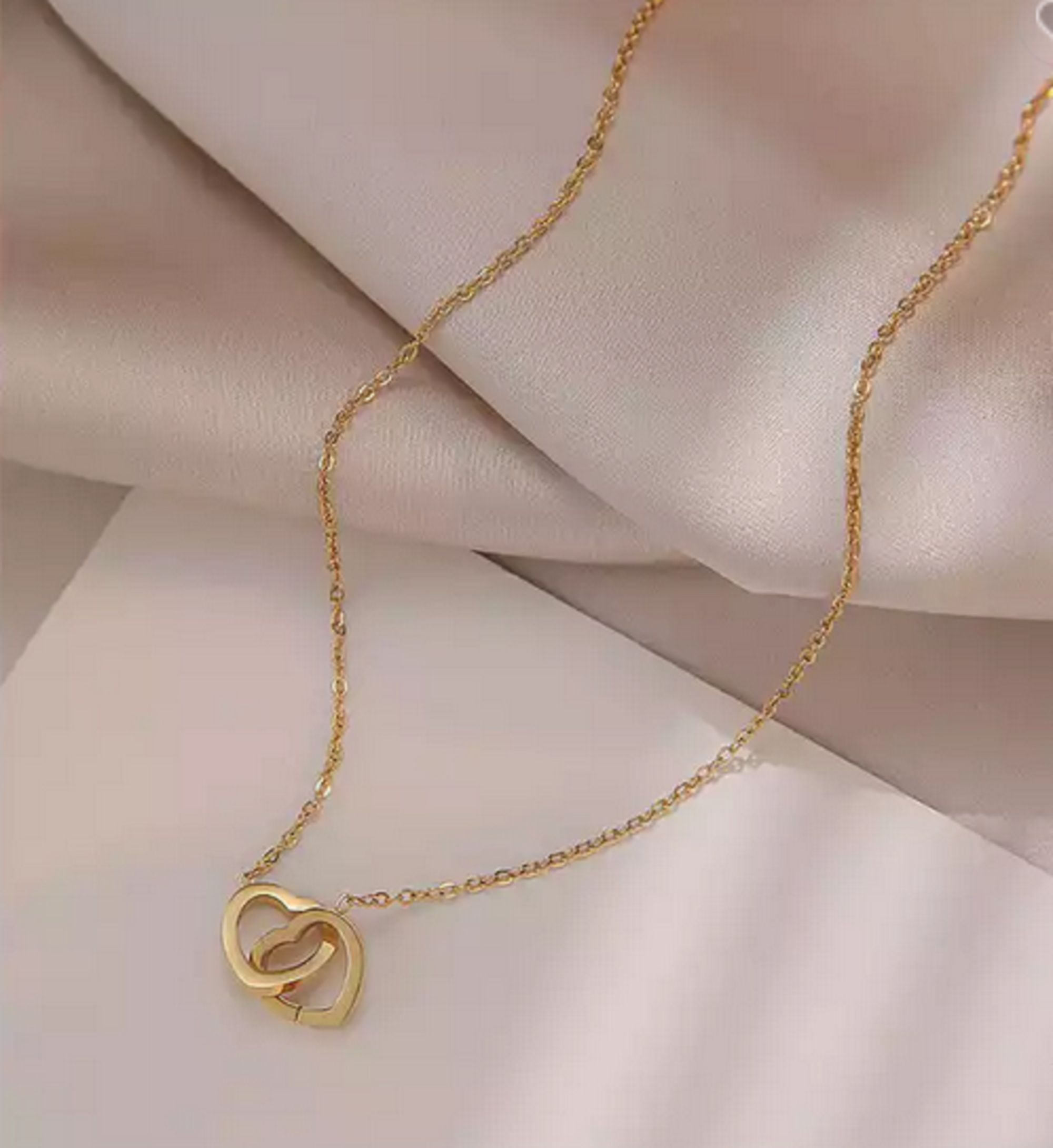 Gold Plated Double Heart Necklace – LucenteNY