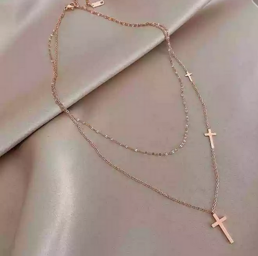 Cross Layered Necklace by Kaelyn and Co Minimalist Collection